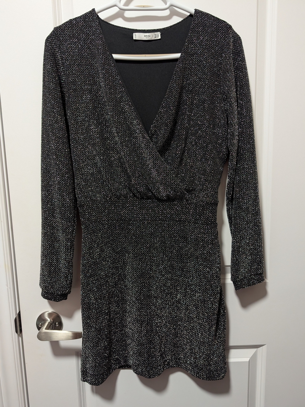 MNG Black Metallic Mini Dress